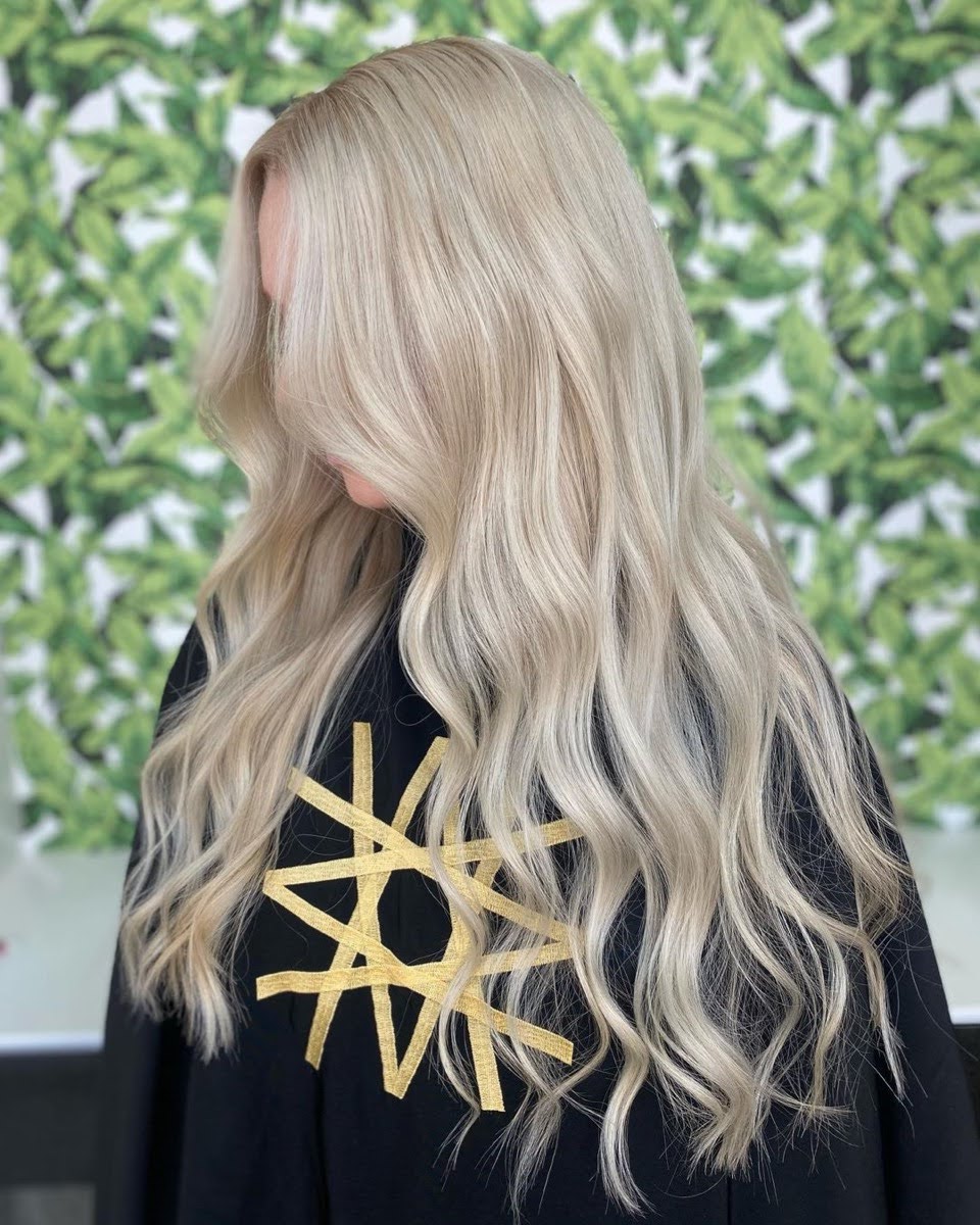 Fusion hair extensions result - blonde waves