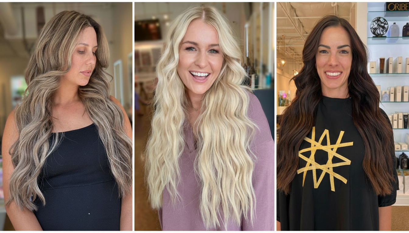 Hand-tied hair extensions showcase